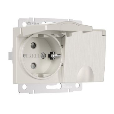 Штепсельная розетка встраиваемая двойная WERKEL 16A 250V W1172213 с/з с защит. крышками и шторками IP44 перламутровый рифленый