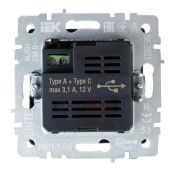 Розетка встраиваемая USB IEK BRITE A+C 18Вт BR-U22-018-K53 РЮ11-1-БрГ графит
