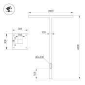 Опора OXOR-STER-T-2000x100x100-L4000-70W Warm3000 (BK, 230V) IP65 051416