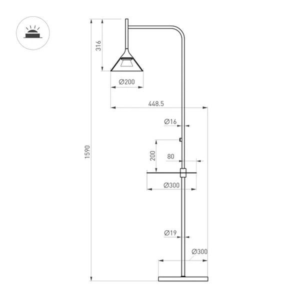 Торшер  7W Белый теплый 059594 SP-OMBRELLO-FLOOR 30deg 230V IP20 черный Торшер  7W Белый теплый 059594 SP-OMBRELLO-FLOOR 30deg 230V IP20 черный