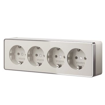 Штепсельная розетка накладная четверная WERKEL GALLANT 16A 250V W5072204  с/з и шторками слоновая кость Штепсельная розетка накладная четверная WERKEL GALLANT 16A 250V W5072204  с/з и шторками слоновая кость