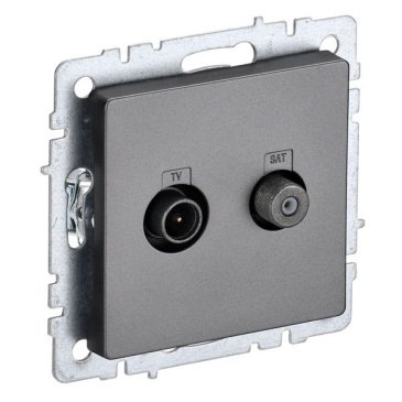 Розетка встраиваемая комбинированная IEK BRITE BR-AF20-O-K46 РТВ/РСп12-БрС TV+SAT сталь