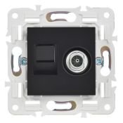 Розетка встраиваемая комбинированная IEK SKANDY SK-AK20-1-K02 SK-A14Bl TV+RJ45 кат.5E черный