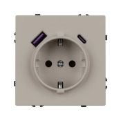 Штепсельная розетка встраиваемая Arlight SCT-NOBE-MUAC-SFPL-CA 16А 059444 с/з и USB тип A+C кашемир