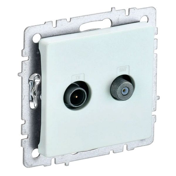 Розетка встраиваемая комбинированная IEK BRITE BR-AF20-O-K36 РТВ/РСп12-БрЖ TV+SAT жемчуг