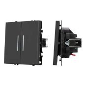 Выключатель встраиваемый двухклавишный проходной 054267 SWT-NOBE-MKP2-SFPL-L-BK (230V, 10A)