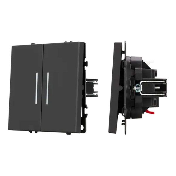 Выключатель встраиваемый двухклавишный проходной 054267 SWT-NOBE-MKP2-SFPL-L-BK (230V, 10A)