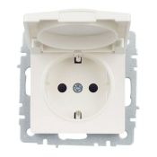 Штепсельная розетка встраиваемая IEK BRITE 16А BR-R16-16-K36 РСбш10-3-БрЖ с з/к и шторками с крышкой жемчуг IP20