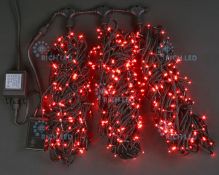 гирлянда 3 нити  35W  Красный RL-T3*20N2-B/R, черный провод 3х20 м., 24V, с 2-х канальным контроллером, 3х200 Led, IP54