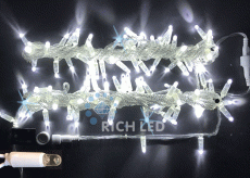 гирлянда НИТЬ 10W мерцающий Белый  RL-S10CF-24V-CT/W, прозрачный провод 10 м., соединяемая, 24V, 100 Led, IP65