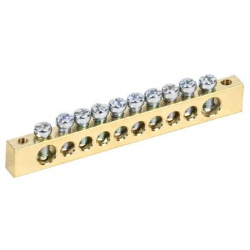 Шина PEN "земля-ноль" 8х12мм 10/2 (10групп/крепеж по краям) YNN21-10-100 IEK