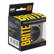 Штепсельная розетка встраиваемая IEK BRITE 16А BR-R14-16-U22-018-K37 РЮш11-1-БрШ с з/к и шторками с USB A+C 18Вт шампань