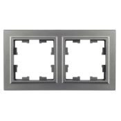 Рамка пластик 2 поста IEK BRITE BR-M22-K46  РУ-2-БрС сталь