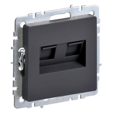 Розетка встраиваемая компьютерная двойная IEK BRITE BR-K20-2-K53 РК11-2-БрГ RJ45 кат.6 графит