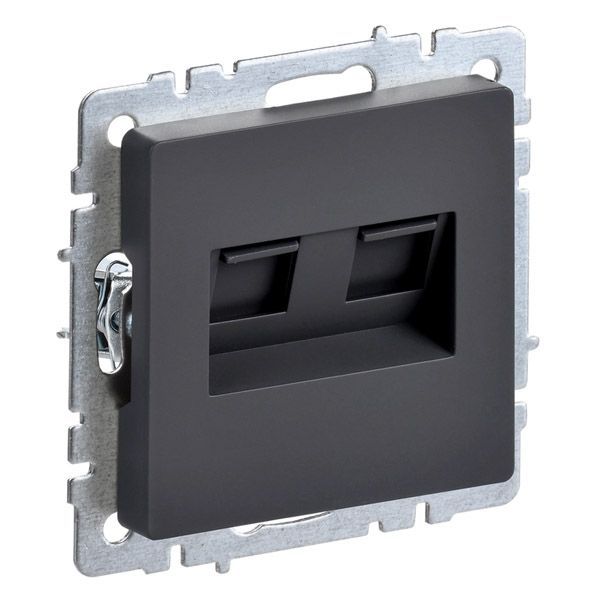 Розетка встраиваемая компьютерная двойная IEK BRITE BR-K20-2-K53 РК11-2-БрГ RJ45 кат.6 графит
