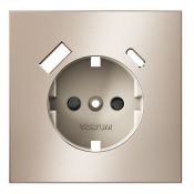 Накладка для розетки с заземлением и защитными шторками с USB A+C S70 Metal платина