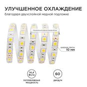 Светодиодная лента  Белый дневной 5050 12V 14.4W/m 60Led/метр герм (силикон) 00-144 Стандарт IP65