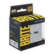 Розетка встраиваемая USB IEK BRITE A+C 18Вт BR-U22-018-K47 РЮ11-1-БрА алюминий