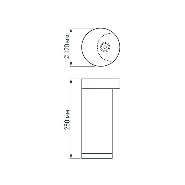светильник 12W Белый теплый 020335 LGD-Path-Round120-H250B-12W 220V IP54 цилиндр стационарный черный