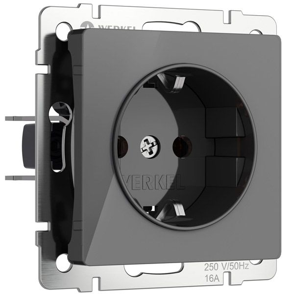 Штепсельная розетка встраиваемая WERKEL 16A 250V W1171044 с/з графит акрил