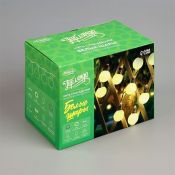 Садовая гирлянда Белый теплый с насадками «Белые шары» 2,7м тёмная нить, 10 LED на солнечной батарее IP44