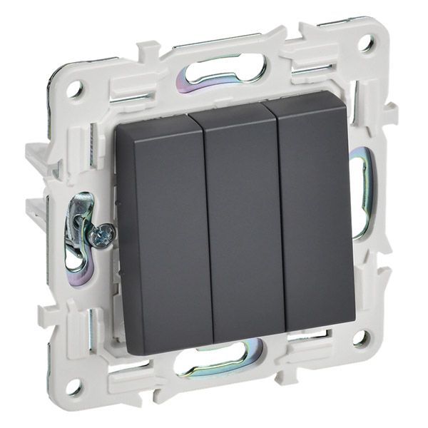 Выключатель встраиваемый трехклавишный IEK SKANDY SK-V30-0-10-K48 SK-V11T титан