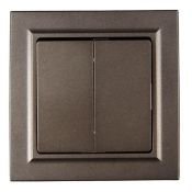 Выключатель встраиваемый двухклавишный IEK BRITE BR-V20-0-10-K45-F ВСР10-2-0-БрТБ в сборе бронза
