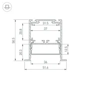 алюминиевый профиль SL-LINIA52-3L-F-2000 ANOD BLACK 044685