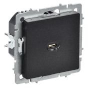 Розетка встраиваемая USB IEK BRITE C 65Вт BR-U13-065-K02 РЮ12-1-БрЧ черный