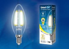 светодиодная лампа свеча Белый теплый  6W UL-00002196 LED-C35-6W/WW/E14/CL GLA01TR AIR