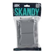 Штепсельная розетка встраиваемая двойная IEK SKANDY 16А SK-R26-16-44-K03-F SK-R12Gr с з/к со штороками и крышкой в сборе серый IP44