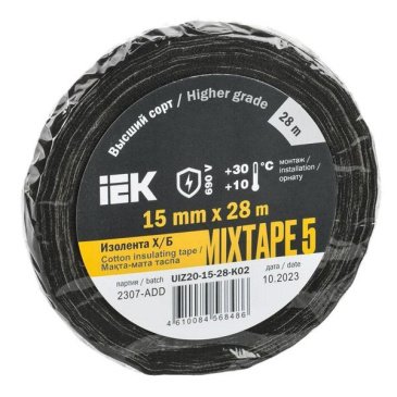 Изолента 15мм*28м Х/Б MIXTAPE 5 UIZ20-15-28-K02 IEK