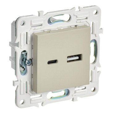 Розетка встраиваемая USB IEK SKANDY A+C 18Вт SK-U22-018-K10 SK-R13B бежевый