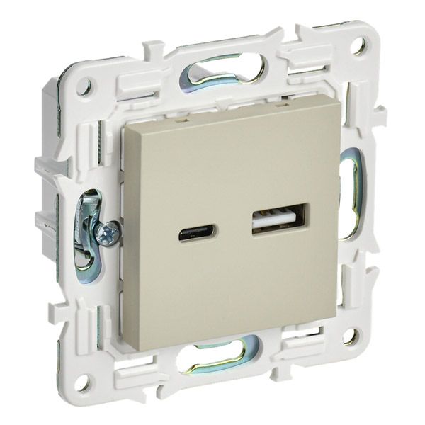 Розетка встраиваемая USB IEK SKANDY A+C 18Вт SK-U22-018-K10 SK-R13B бежевый