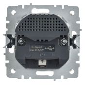 Штепсельная розетка встраиваемая IEK BRITE 16А BR-R14-16-U21-D21-K91 РЮш10-1-БрАБ с з/к и шторками с USB A+A 2,1А арктический белый