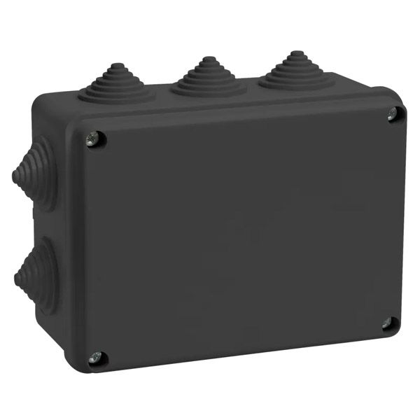 Коробка распаячная КМ41242 для открытой проводки 150х110х70мм IP55 10 гермовводов черная (RAL 9005) UKO11-150-110-070-K02-55 IEK