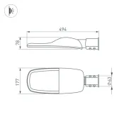 светодиодный светильник Белый теплый  60W 053863 OXOR-TURI-494х177 IP66 серый консольный