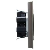 Штепсельная розетка встраиваемая двойная IEK BRITE 10А BR-R23-10-K46-F РСш12-2-БрС без з/к с з/ш в сборе сталь