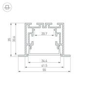 алюминиевый профиль S2-LUX с экраном S2-LINIA55-F-2500 ANOD+OPAL  021176