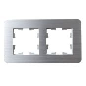 Рамка металлическая 2 поста IEK BRITE BR-M22-M-21-K47 РУ-2-1-Бр алюминий RE AL