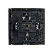 Выключатель встраиваемый двухклавишный IEK FORTE&PIANO с подсветкой 10А FP506 сталь FP-V20-1-10-1-K46