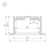 алюминиевый профиль S-LUX с экраном SL-LINIA62-F-2500 BLACK+OPAL 036307