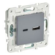 Розетка встраиваемая USB IEK SKANDY A+C 18Вт SK-U22-018-K03 SK-R13Gr серый Розетка встраиваемая USB IEK SKANDY A+C 18Вт SK-U22-018-K03 SK-R13Gr серый