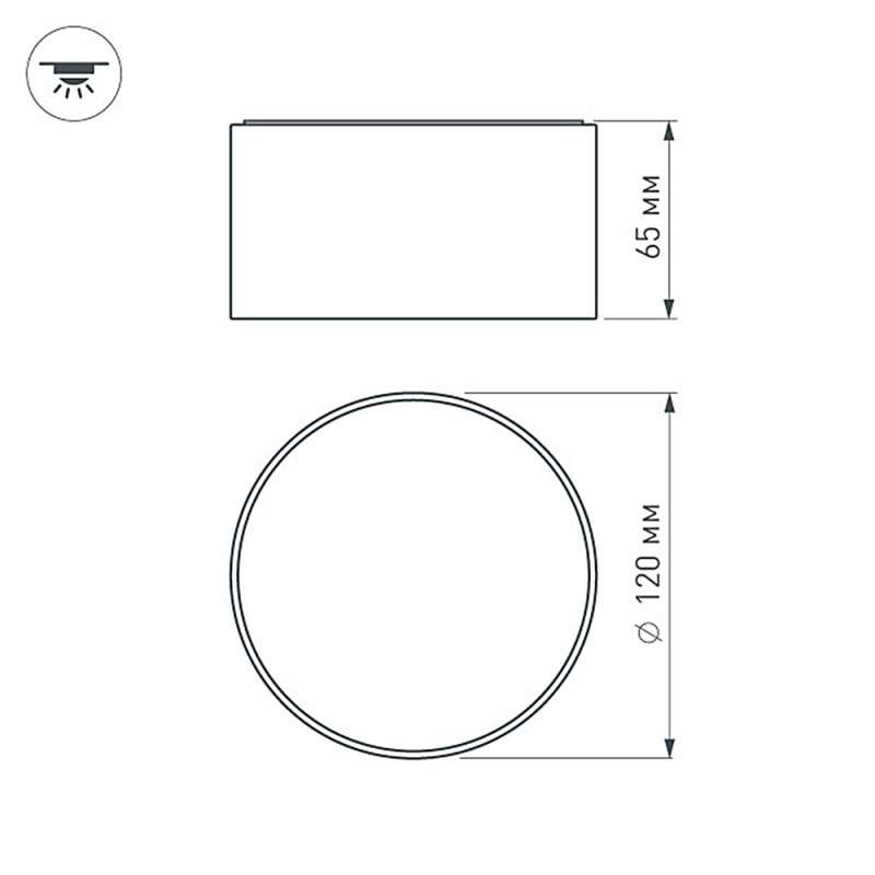 Накладной светильник  12W Белый дневной 022236 SP-RONDO-120B-12W 220V цилиндр черный