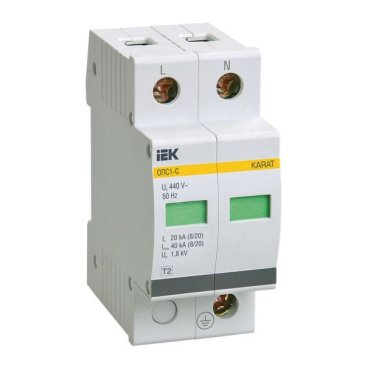 Ограничитель импульсных перенапряжений ОПС1-C 2P 20/40кА 400B MOP20-2-C IEK