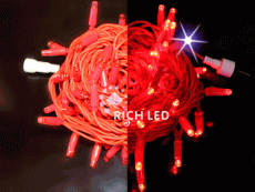гирлянда НИТЬ мерцающий Красный RL-S10CF-220V-RR/R, красный резиновый провод 10 м., соединяемая, 220V, 100 Led, IP65