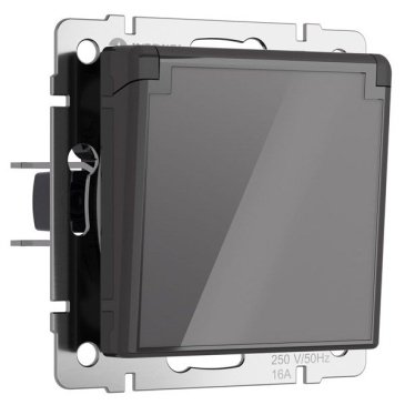 Штепсельная розетка встраиваемая WERKEL 16A 250V W1171244 с/з, шторками и защитной крышкой графит акрил