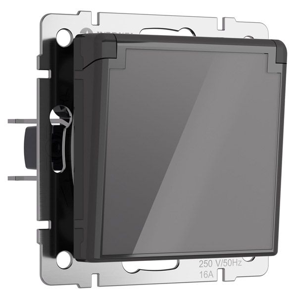Штепсельная розетка встраиваемая WERKEL 16A 250V W1171244 с/з, шторками и защитной крышкой графит акрил