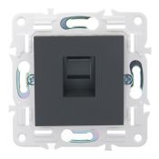 Розетка встраиваемая компьютерная IEK SKANDY SK-K10-1-K53 SK-K01G RJ45 кат.5E графит