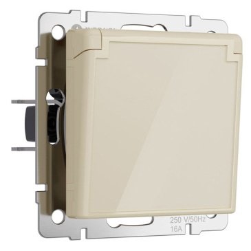 Штепсельная розетка встраиваемая WERKEL 16A 250V W1171243 с/з, шторками и защитной крышкой айвори акрил